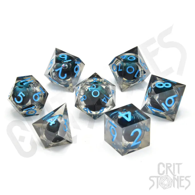 RPG Dice Set: Resin - Sharp Edge - Floating Eye - Ice Giant’s Gaze - Glassstaff - Accessories