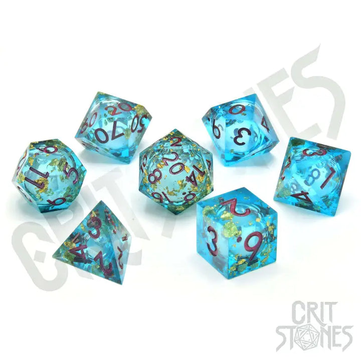 RPG Dice Set: Resin - Sharp Edge - Liquid Core - Aqua Astra - Glassstaff - Accessories