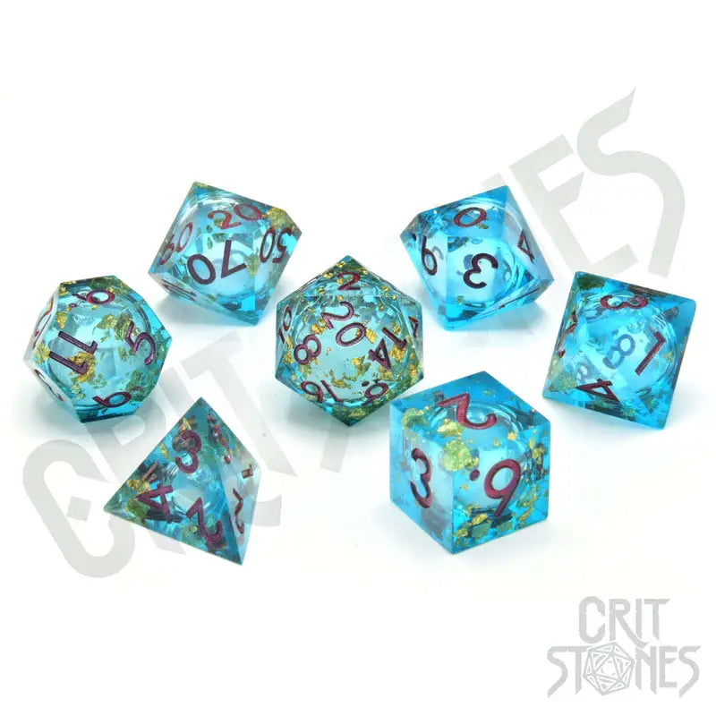 RPG Dice Set: Resin - Sharp Edge - Liquid Core - Aqua Astra - Glassstaff - Accessories