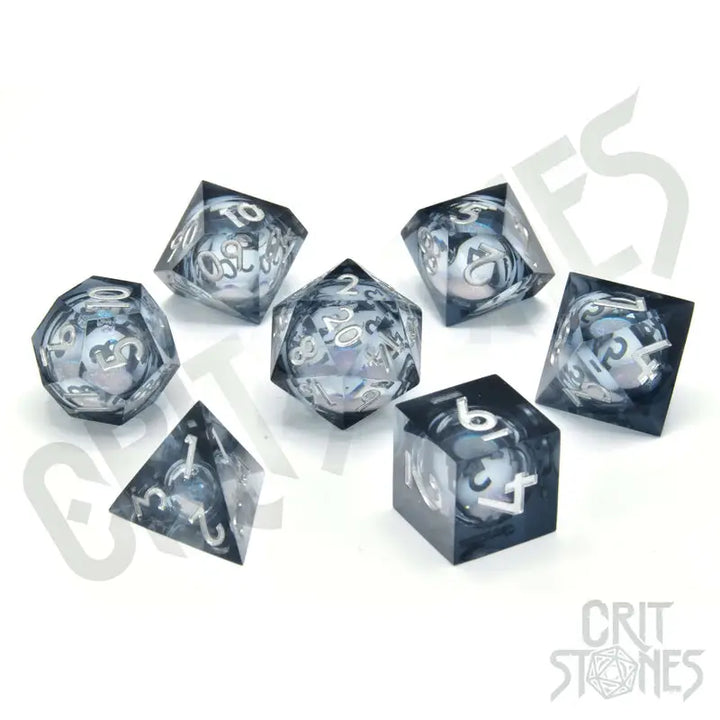 RPG Dice Set: Resin - Sharp Edge - Liquid Core - Nebula Night - Glassstaff - Accessories
