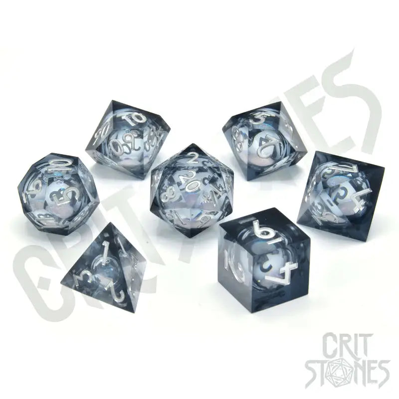 RPG Dice Set: Resin - Sharp Edge - Liquid Core - Nebula Night - Glassstaff - Accessories