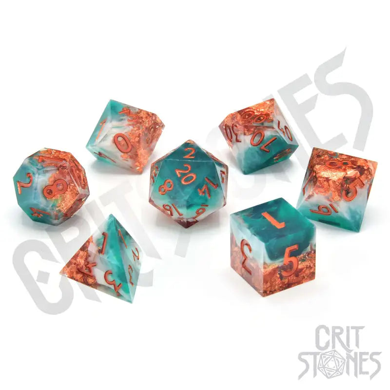 RPG Dice Set: Resin Sharp Edge Mystic Marine Glassstaff Accessories
