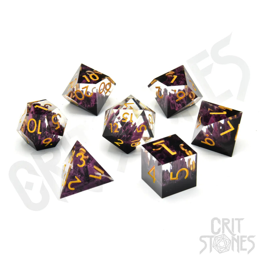 RPG Dice Set: Resin - Sharp Edge - Shadow Spire (7) - Glassstaff - Accessories