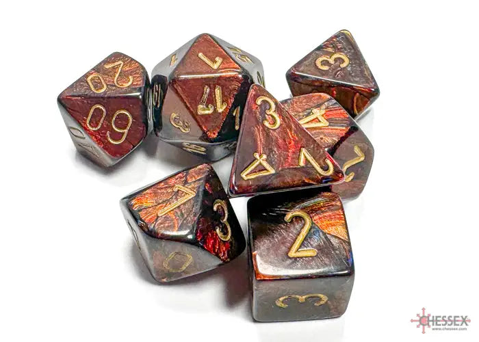 RPG Dice Set: Scarab - Polyhedral - Blue Blood/Gold (7) - Chessex - Accessories