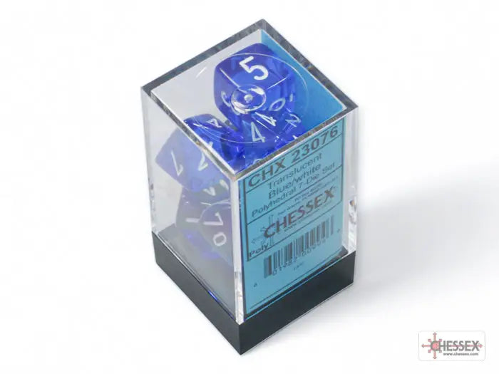RPG Dice Set: Translucent - Polyhedral - Blue/white (7) - Chessex - Accessories