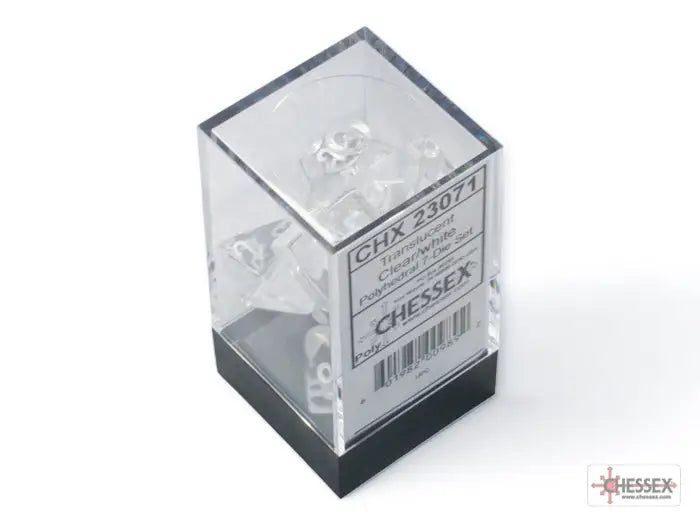RPG Dice Set: Translucent - Polyhedral - Clear/white (7) - Chessex - Accessories