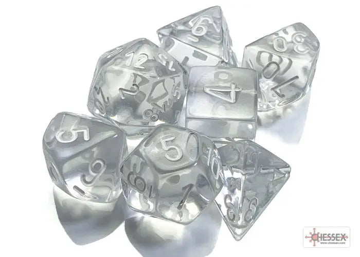 RPG Dice Set: Translucent - Polyhedral - Clear/white (7) - Chessex - Accessories