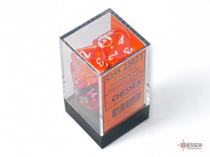 RPG Dice Set: Translucent - Polyhedral - Orange/white (7) - Chessex - Accessories