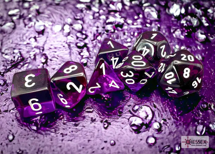 RPG Dice Set: Translucent - Polyhedral - Purple/white (7) - Chessex - Accessories