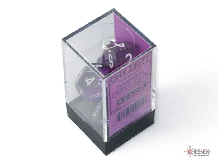RPG Dice Set: Translucent - Polyhedral - Purple/white (7) - Chessex - Accessories