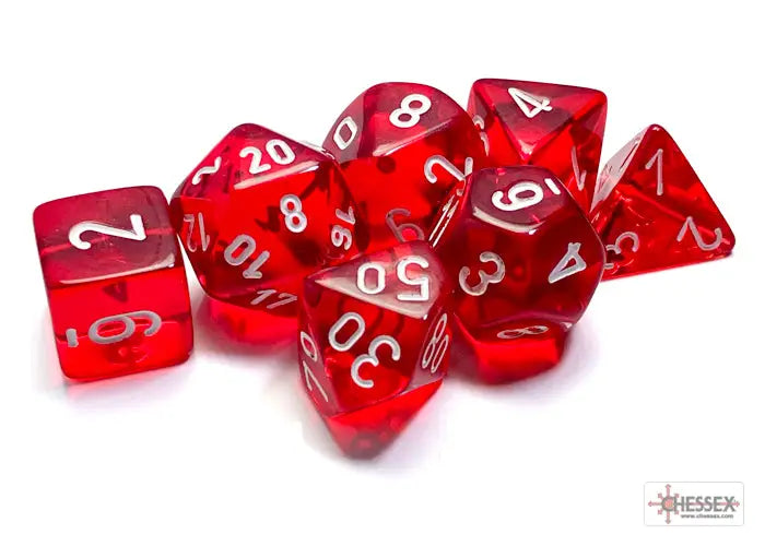 RPG Dice Set: Translucent - Polyhedral - Red/white (7) - Chessex - Accessories
