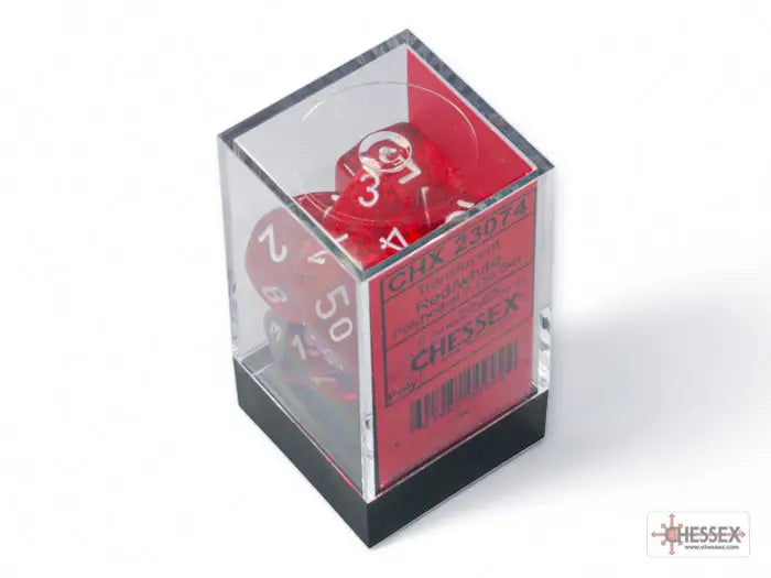 RPG Dice Set: Translucent - Polyhedral - Red/white (7) - Chessex - Accessories