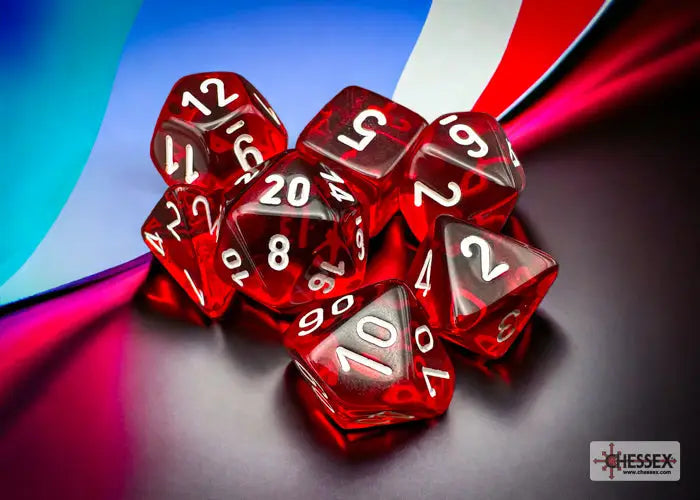 RPG Dice Set: Translucent - Polyhedral - Red/white (7) - Chessex - Accessories
