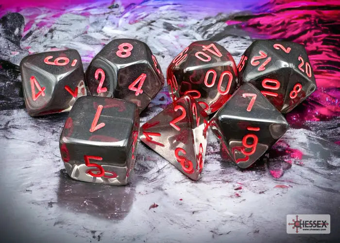 RPG Dice Set: Translucent - Polyhedral - Smoke/red (7) - Chessex - Accessories