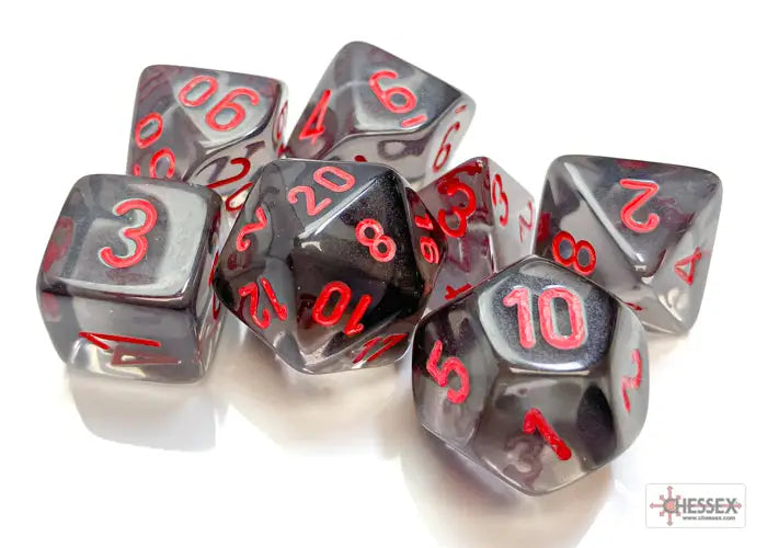 RPG Dice Set: Translucent - Polyhedral - Smoke/red (7) - Chessex - Accessories