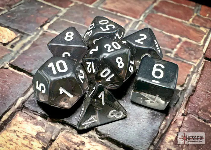 RPG Dice Set: Translucent - Polyhedral - Smoke/white (7) - Chessex - Accessories