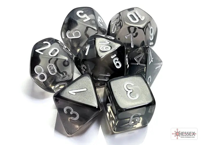 RPG Dice Set: Translucent - Polyhedral - Smoke/white (7) - Chessex - Accessories