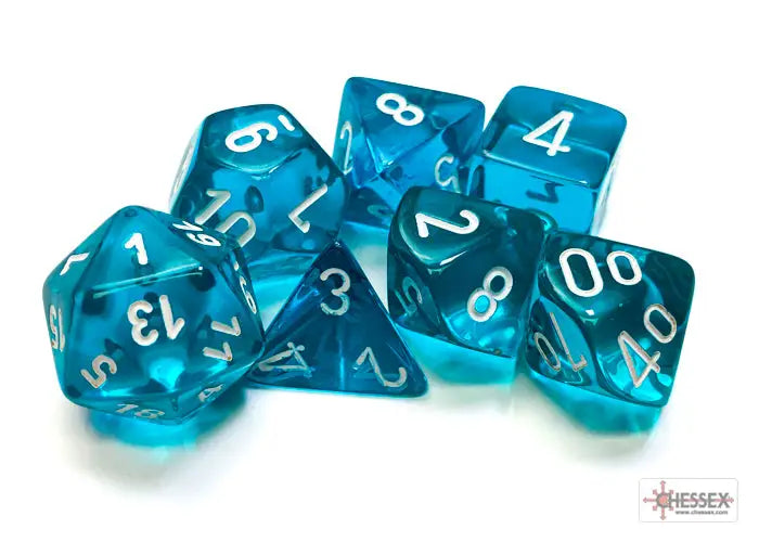 RPG Dice Set: Translucent - Polyhedral - Teal/white (7) - Chessex - Accessories