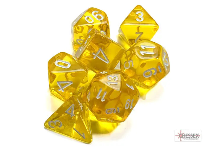 RPG Dice Set: Translucent - Polyhedral - Yellow/white (7) - Chessex - Accessories