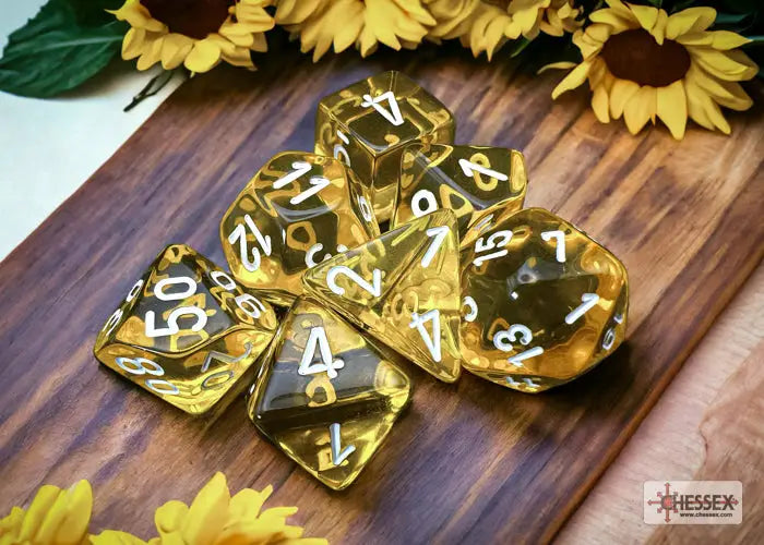 RPG Dice Set: Translucent - Polyhedral - Yellow/white (7) - Chessex - Accessories
