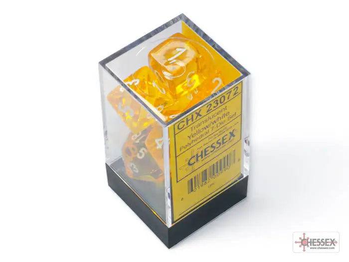 RPG Dice Set: Translucent - Polyhedral - Yellow/white (7) - Chessex - Accessories