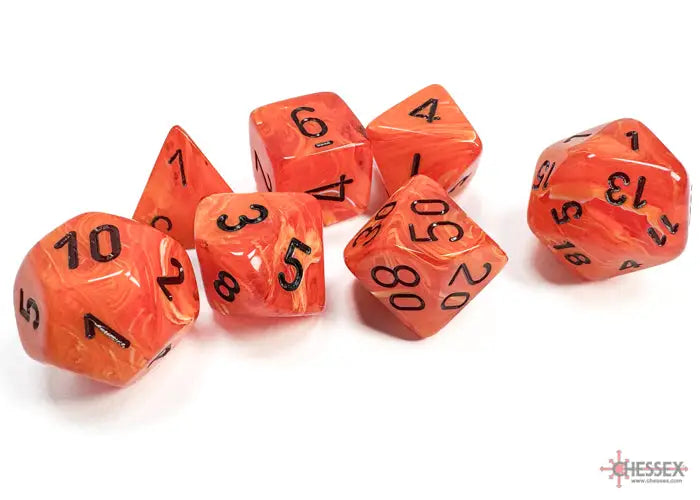 RPG Dice Set: Vortex - Polyhedral - Orange/Black (7) - Chessex - Accessories