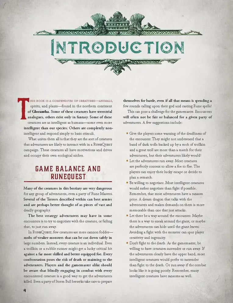 RuneQuest RPG: Glorantha Bestiary (EN) - Chaosium - Roleplaying Games