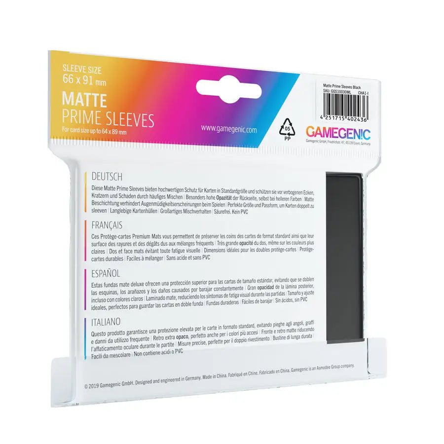 Sleeves: Matte - Prime - Standard - Black (100) - Gamegenic - Accessories