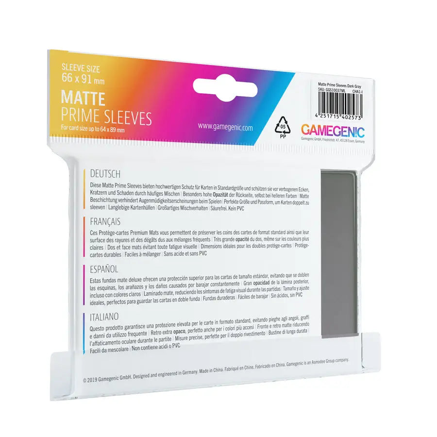 Sleeves: Matte - Prime - Standard - Dark Gray (100) - Gamegenic - Accessories