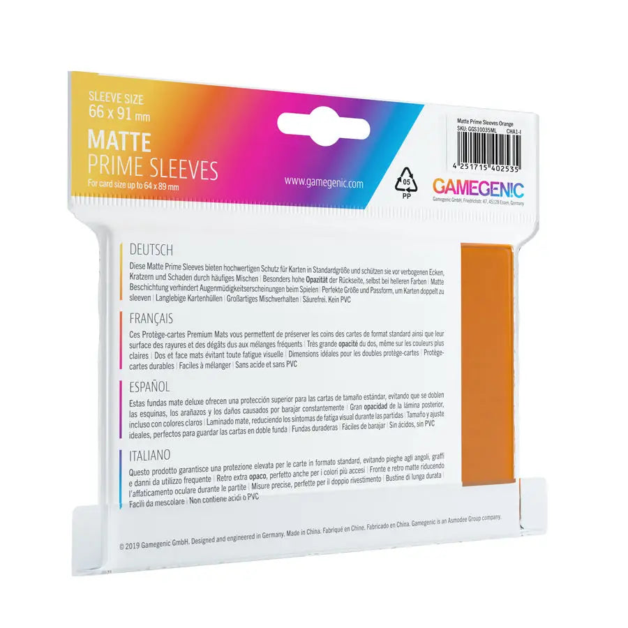 Sleeves: Matte - Prime - Standard - Orange (100) - Gamegenic - Accessories