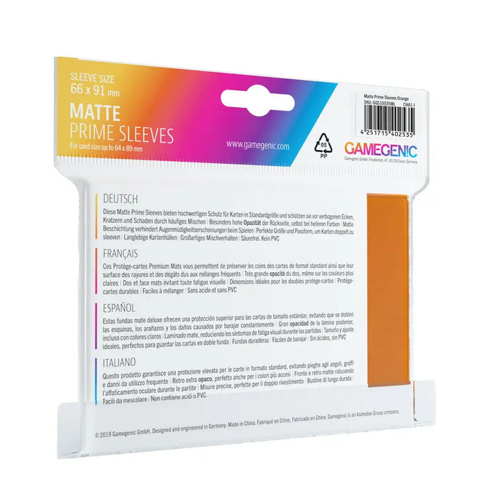 Sleeves: Matte - Prime - Standard - Orange (100) - Gamegenic - Accessories