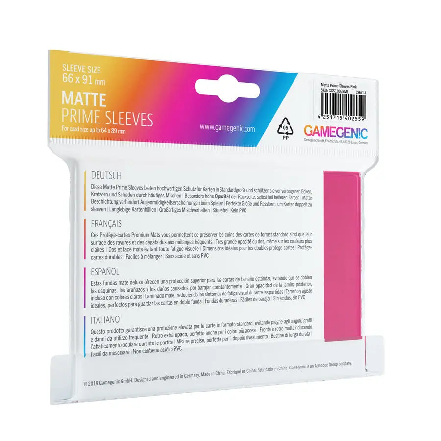 Sleeves: Matte - Prime - Standard - Pink (100) - Gamegenic - Accessories