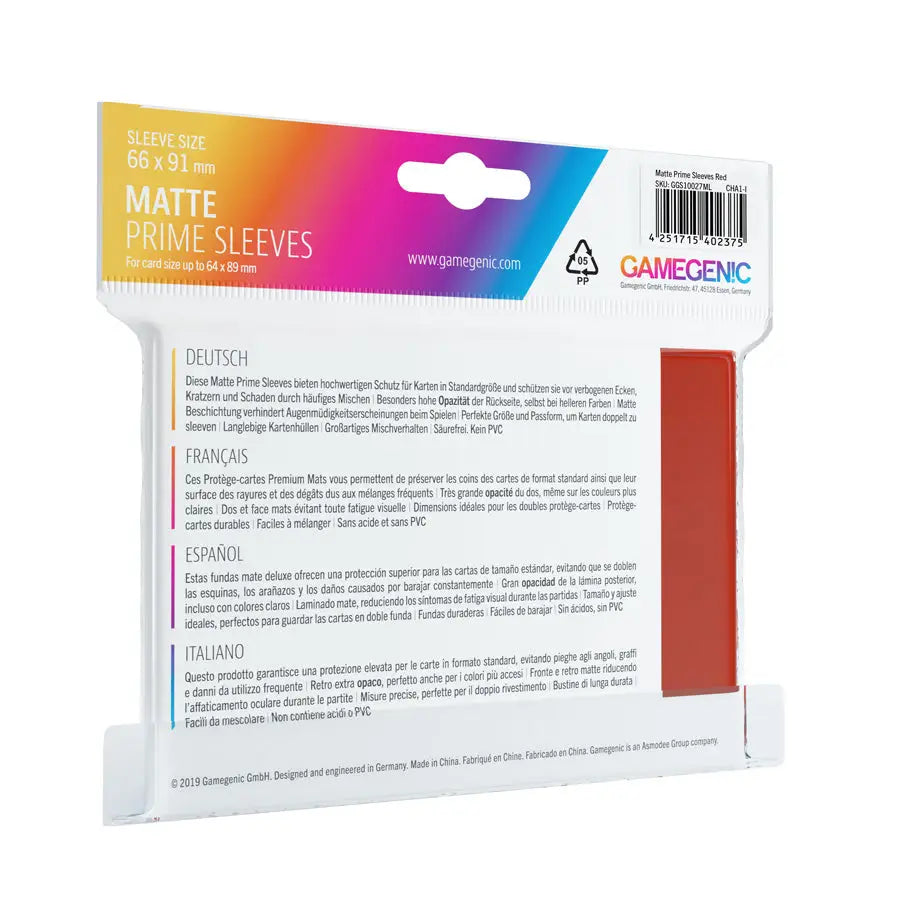 Sleeves: Matte - Prime - Standard - Red (100) - Gamegenic - Accessories