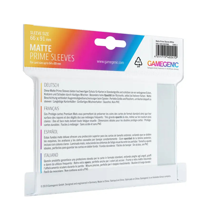 Sleeves: Matte - Prime - Standard - White (100) - Gamegenic - Accessories
