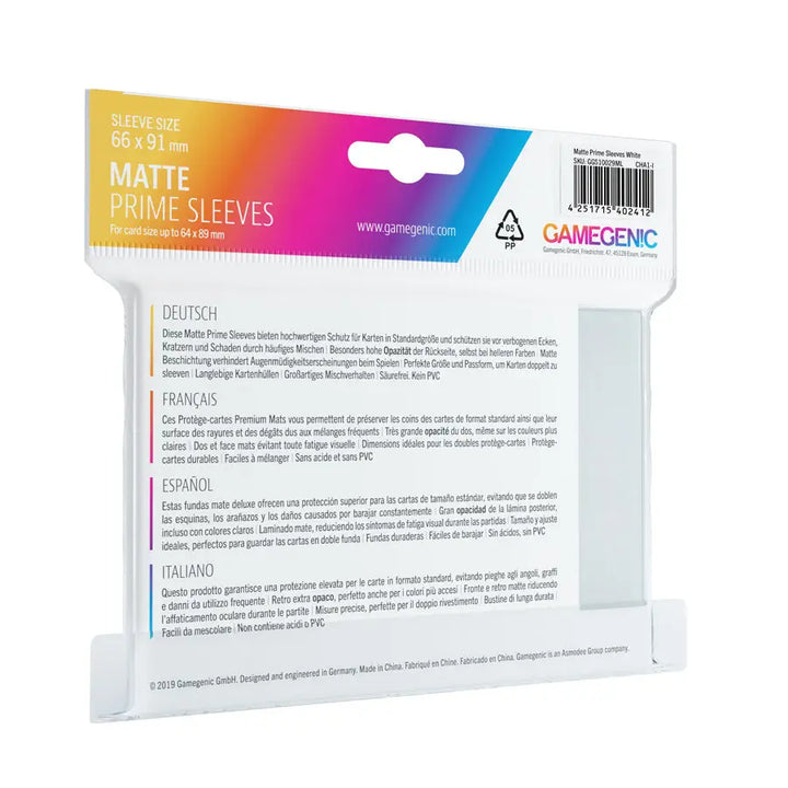 Sleeves: Matte - Prime - Standard - White (100) - Gamegenic - Accessories