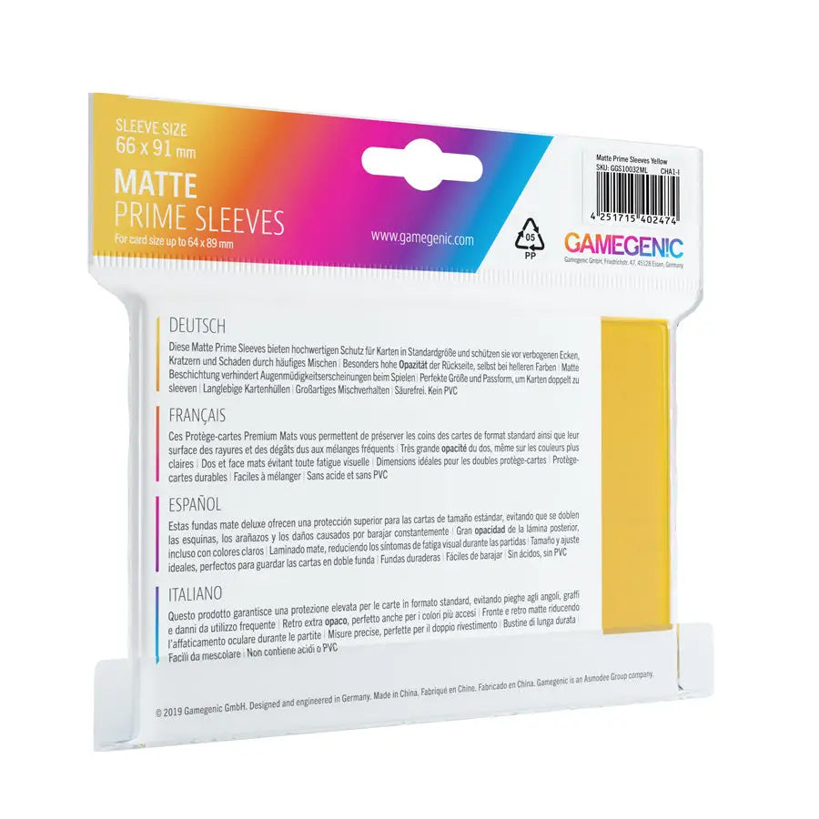 Sleeves: Matte - Prime - Standard - Yellow (100) - Gamegenic - Accessories