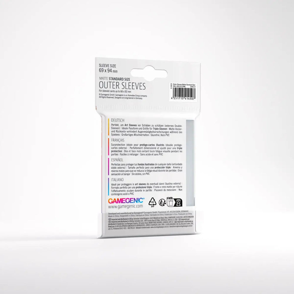Sleeves: Outer - Matte - Standard - Clear (50) - Gamegenic - Accessories