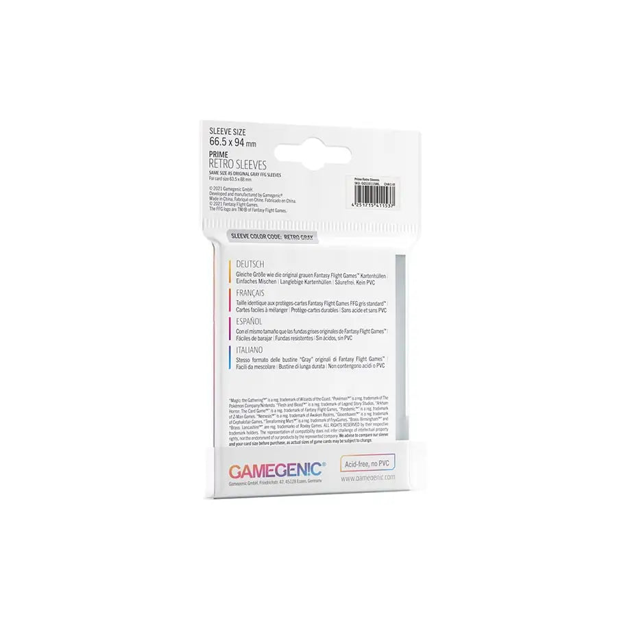 Sleeves: Prime - Retro - Gray (50) - Gamegenic - Accessories