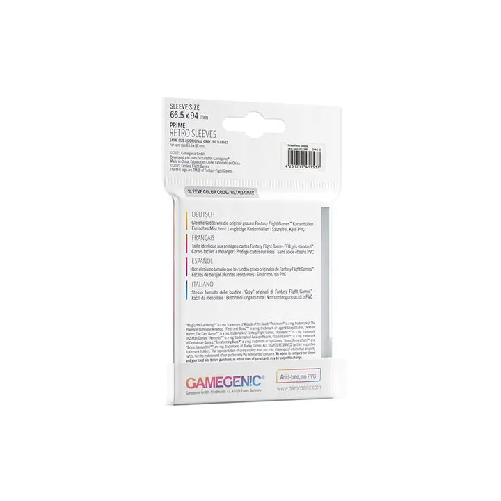 Sleeves: Prime - Retro - Gray (50) - Gamegenic - Accessories