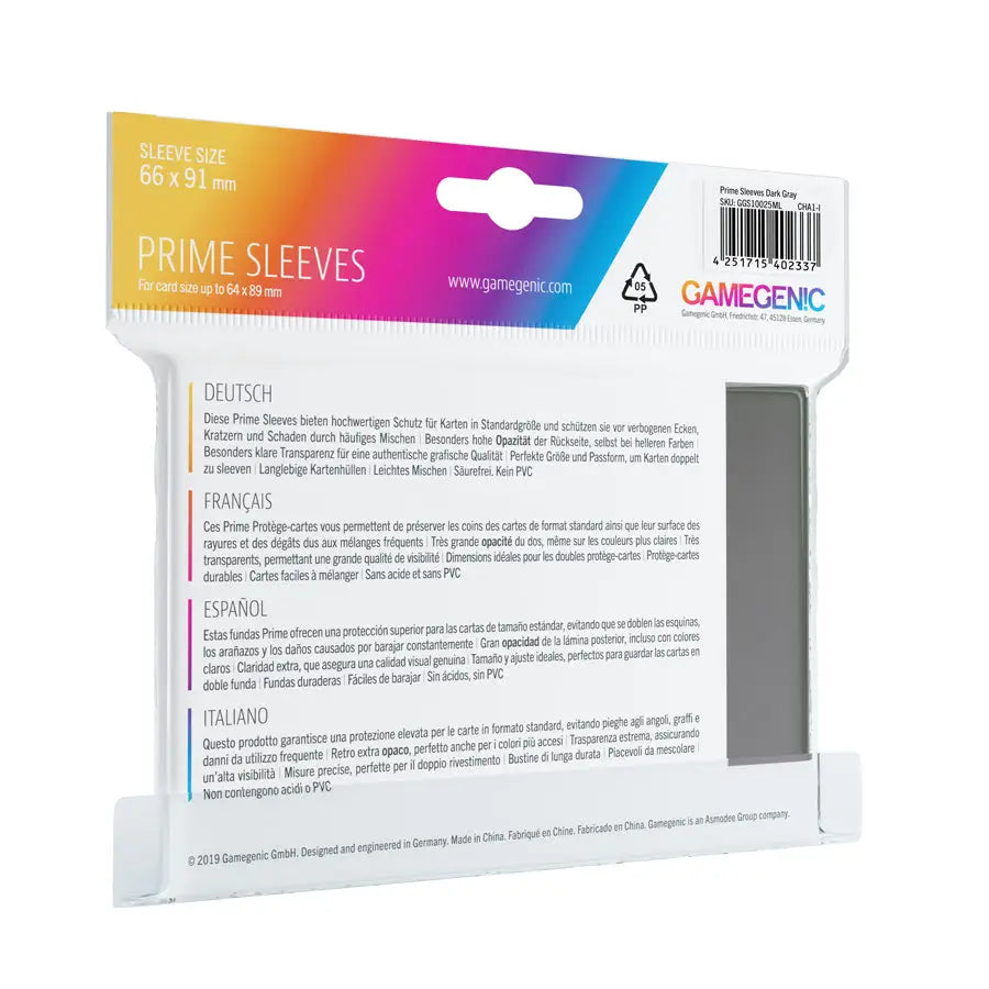 Sleeves: Prime - Standard - Gray (100) - Gamegenic - Accessories