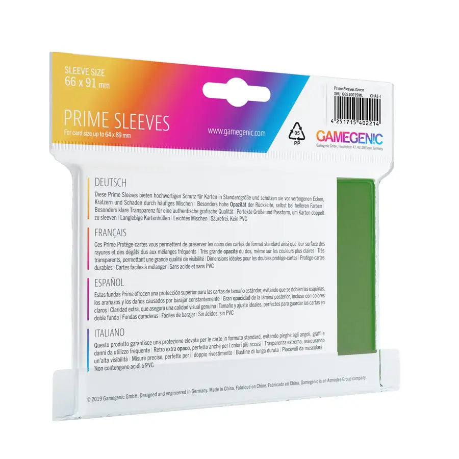 Sleeves: Prime - Standard - Green (100) - Gamegenic - Accessories