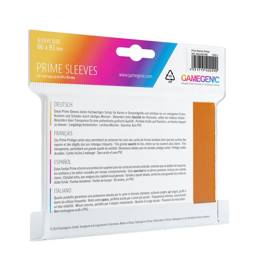 Sleeves: Prime - Standard - Orange (100) - Gamegenic - Accessories