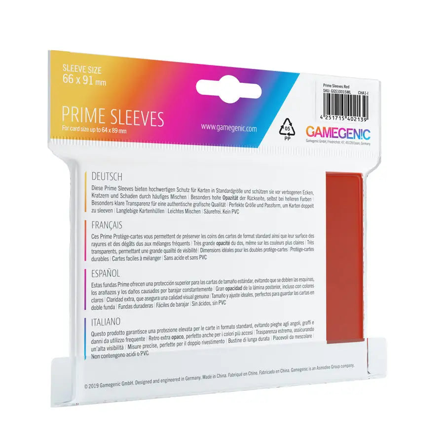 Sleeves: Prime - Standard - Red (100) - Gamegenic - Accessories