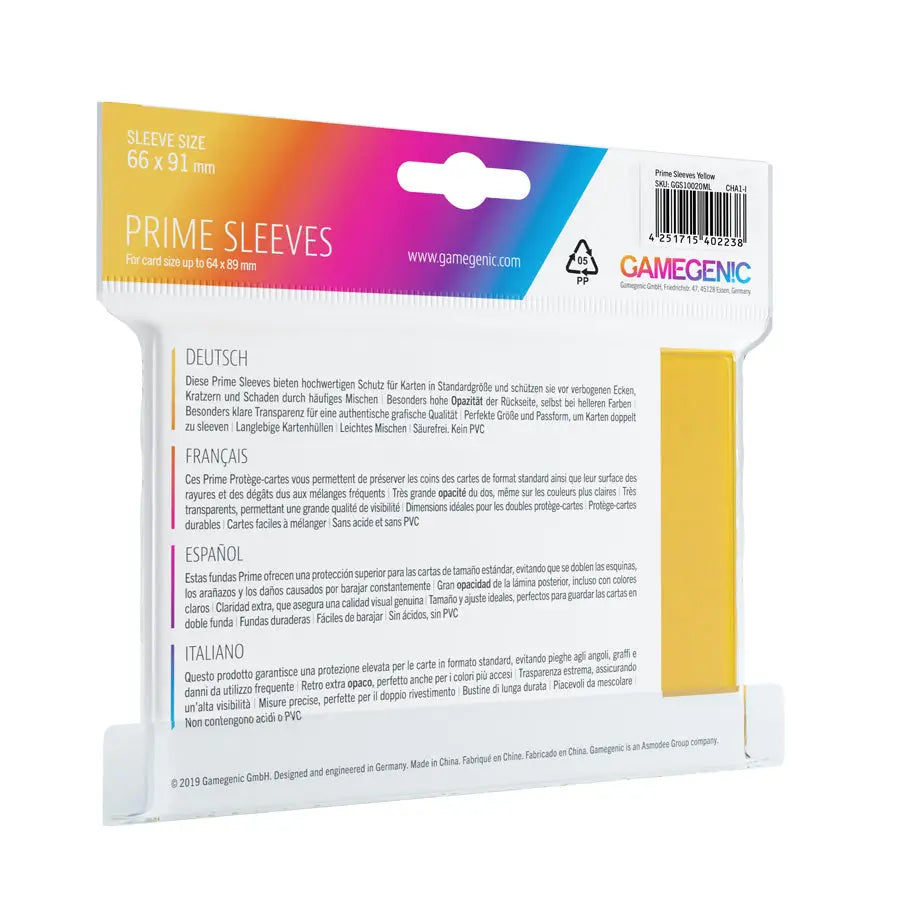 Sleeves: Prime - Standard - Yellow (100) - Gamegenic - Accessories