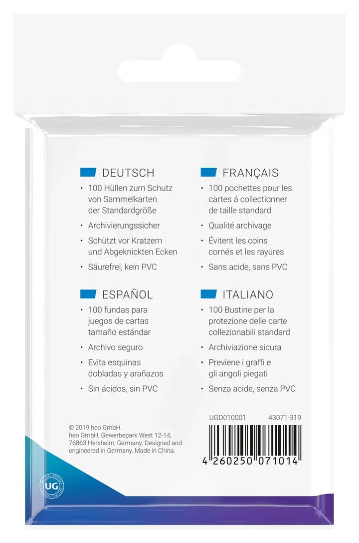 Sleeves: Ultimate Guard - Classic - Soft - Transparent (100) - Ultimate Guard - Sleeve