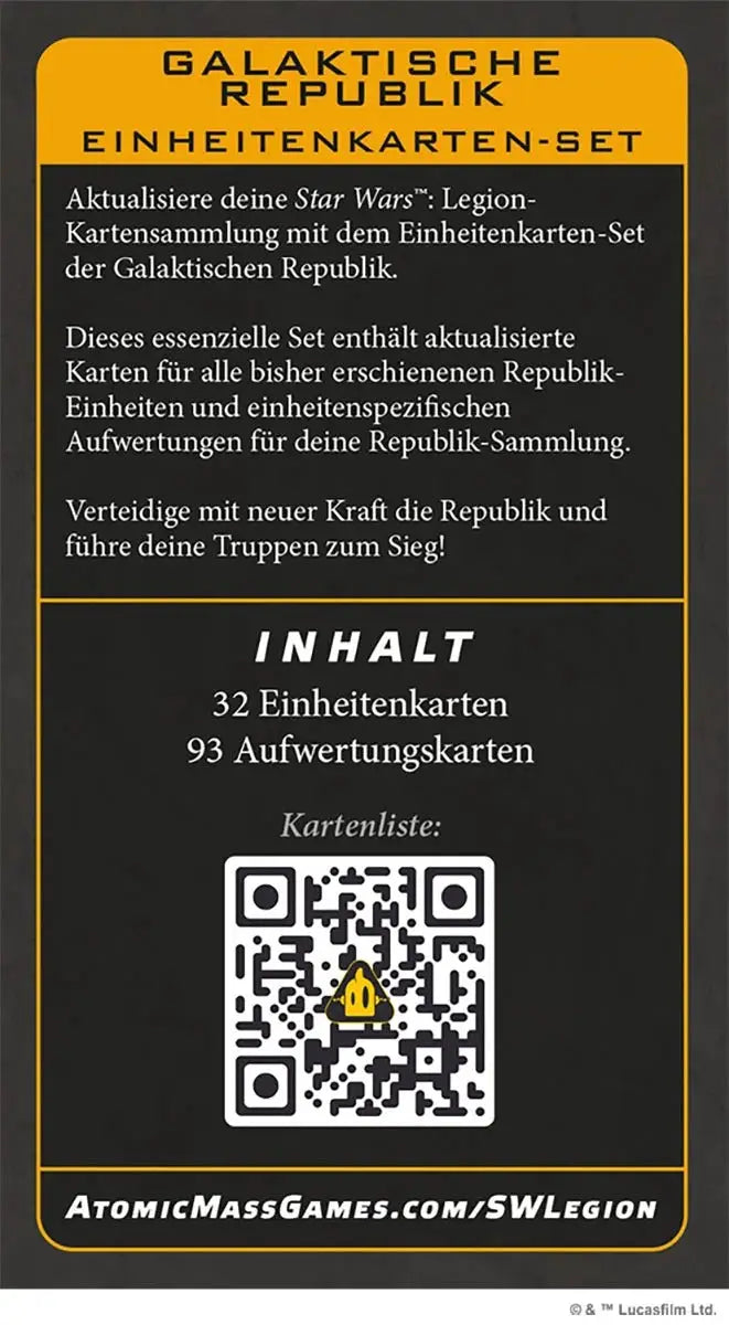 Star Wars: Legion - Kartenset - Einheiten - Galaktische Republik (DE) - Atomic Mass Games - Miniature Games