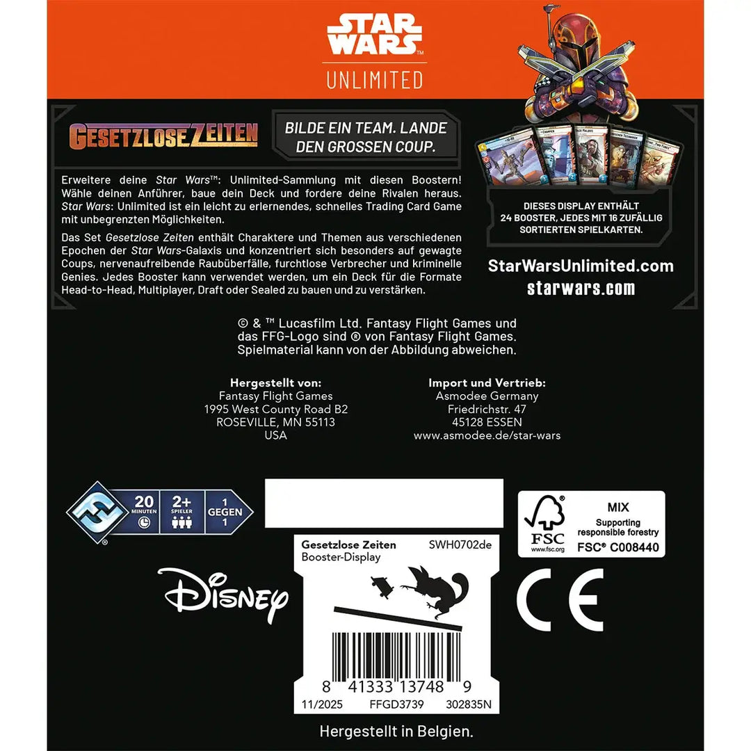 Star Wars: Unlimited - Gesetzlose Zeiten - Display (24 Booster) (DE) - Fantasy Flight Games - Card Games