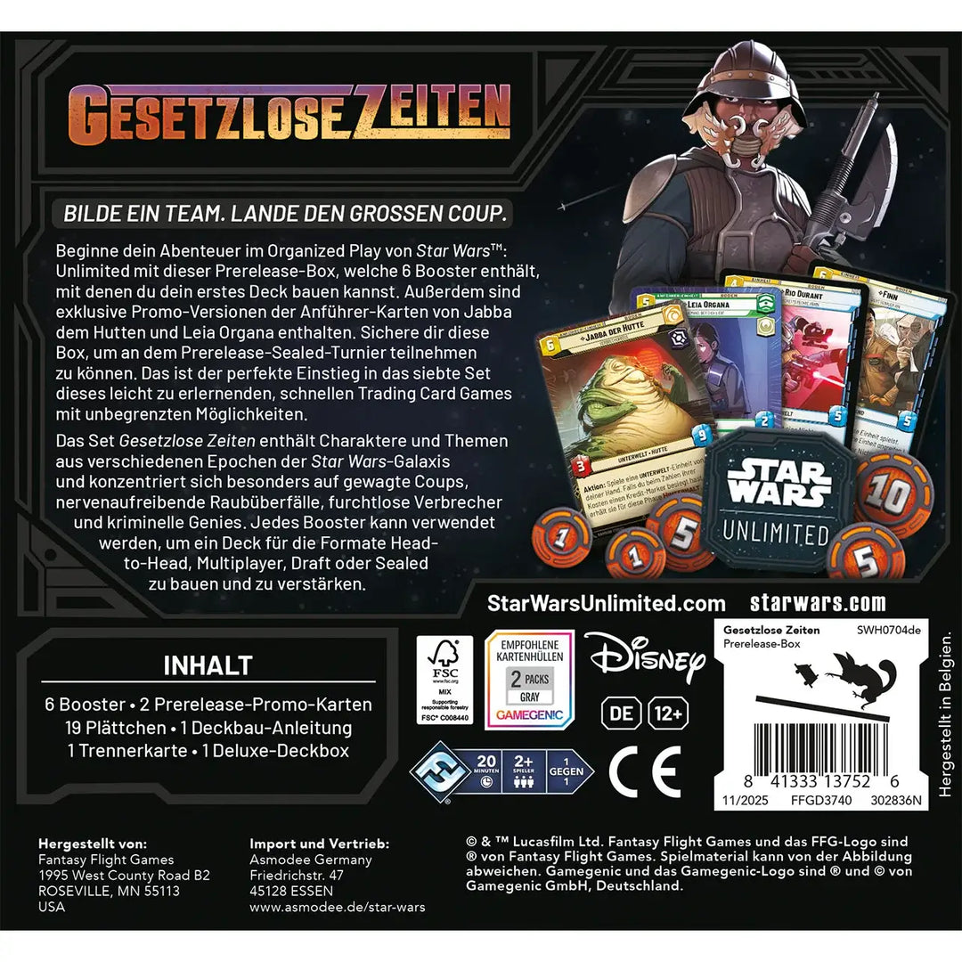 Star Wars: Unlimited - Gesetzlose Zeiten - Prerelease Box (DE) - Fantasy Flight Games - Card Games