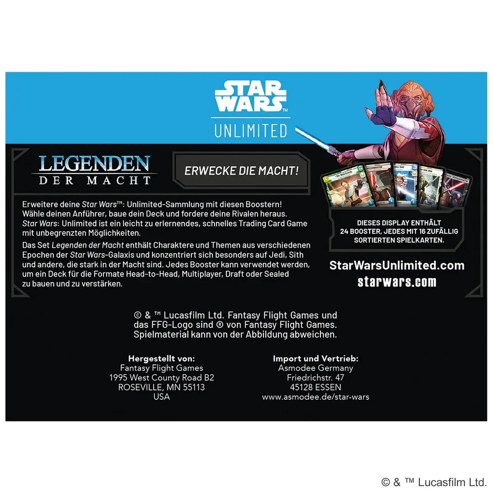 Star Wars: Unlimited - Legenden der Macht - Booster Display Case (6 Displays) (DE) - Fantasy Flight Games - Card Games