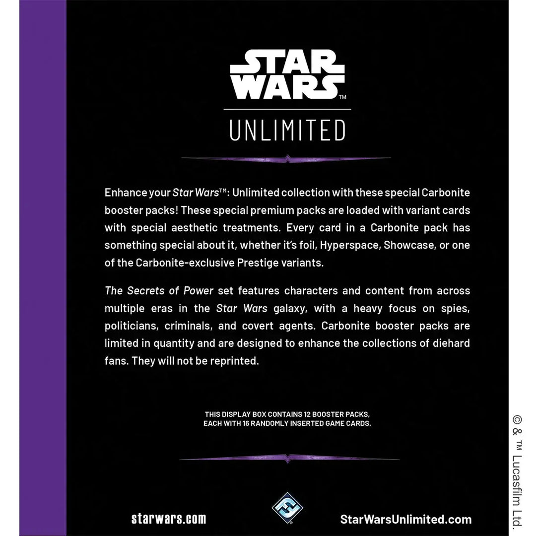 Star Wars: Unlimited - Secrets of Power - Carbonite Display (12 Booster) (EN) - Fantasy Flight Games - Card Games